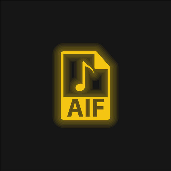 AIF File Format yellow glowing neon icon