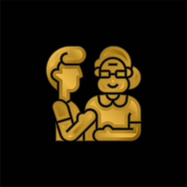 Beneficiary gold plated metalic icon or logo vector
