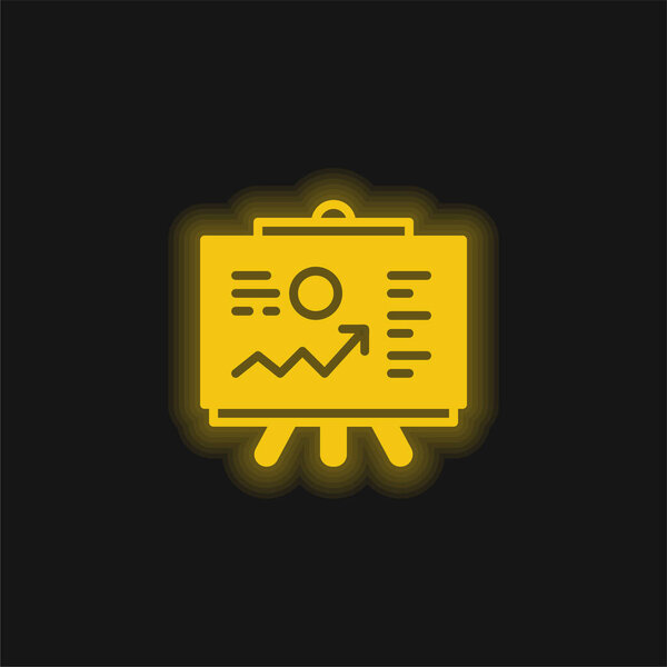 Ícone Néon Brilhante Amarelo Analítico — Vetor de Stock