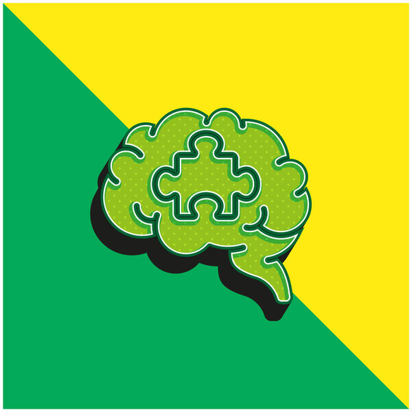 Brain Green and yellow modern 3d vector icon logo