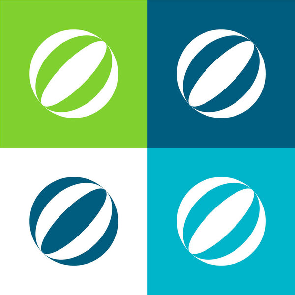 Мяч Плоский четырехцветный минимальный набор значков