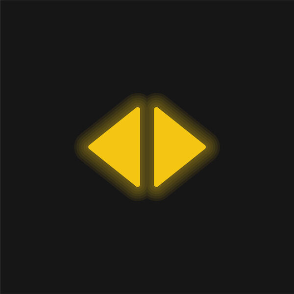 Стрелки справа и слева заполненные треугольники желтый светящийся неоновый значок