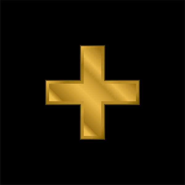 Addition Sign gold plated metalic icon or logo vector
