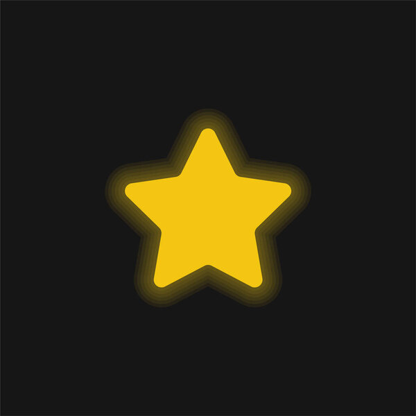 Большая желтая светящаяся неоновая иконка звезды