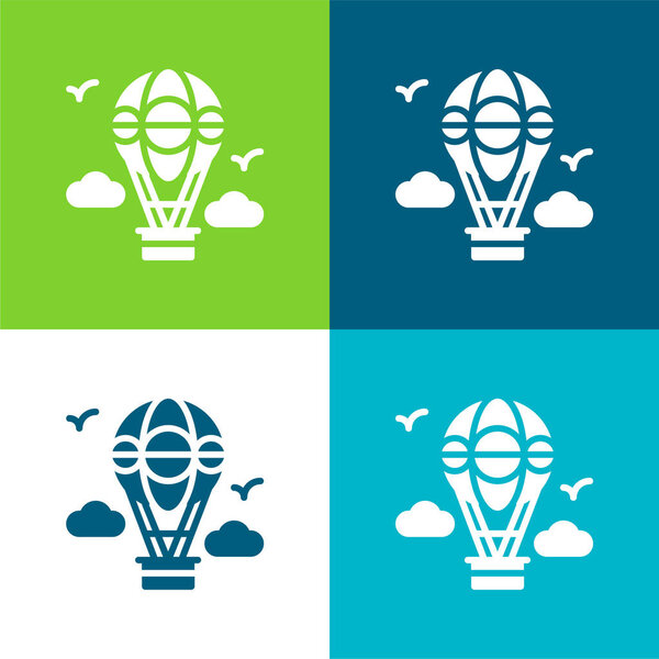 Воздушный шар Плоский четырехцветный минимальный набор значков