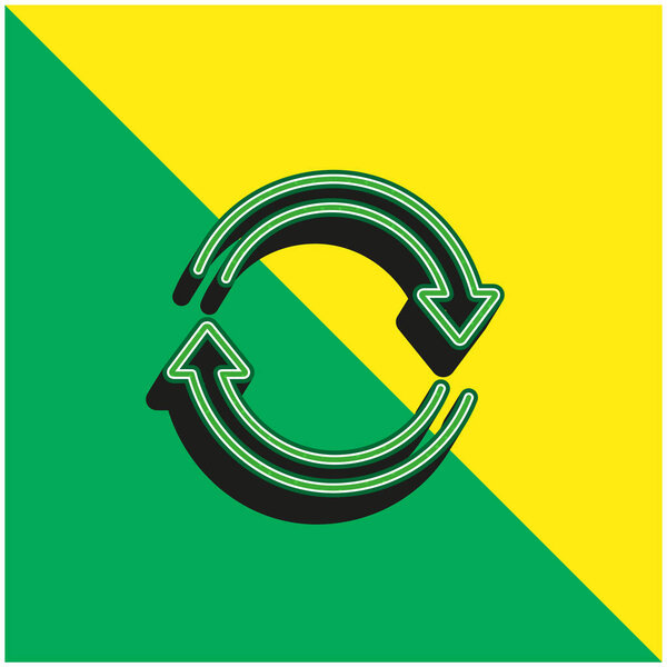 Arrows Ultrathin Circle In Clockwise Direction Green and yellow modern 3d vector icon logo