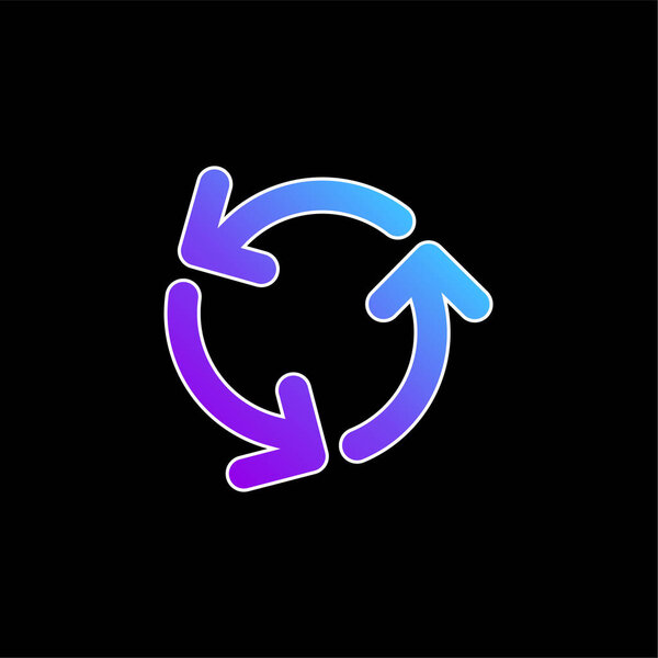 Arrows Circle Of Three Rotating In Countercwise Direction blue gradient vector icon
