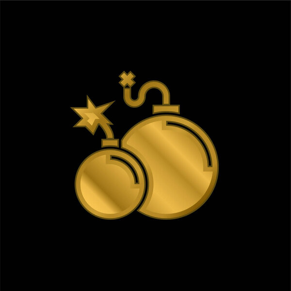 Позолоченная металлическая икона или вектор логотипа атомной бомбы