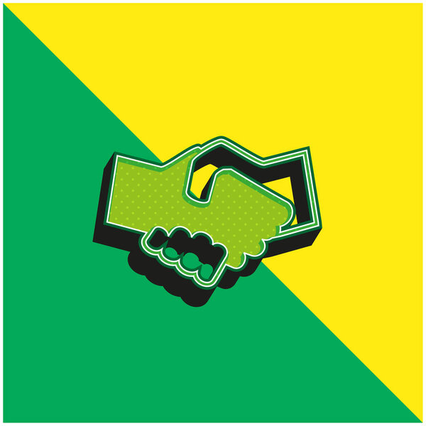 Black And White Shaking Hands Green and yellow modern 3d vector icon logo