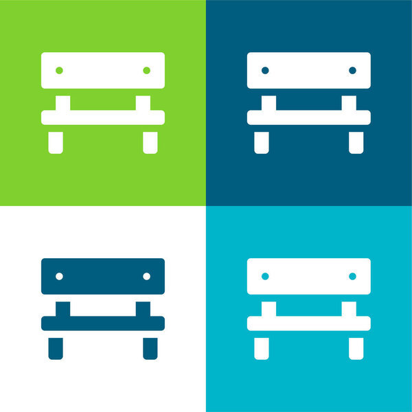 Bench Flat four color minimal icon set