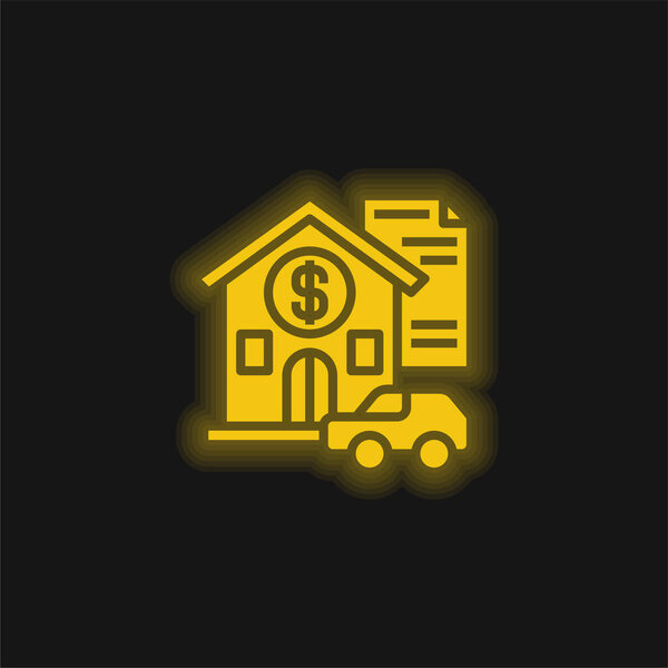 Asset yellow glowing neon icon