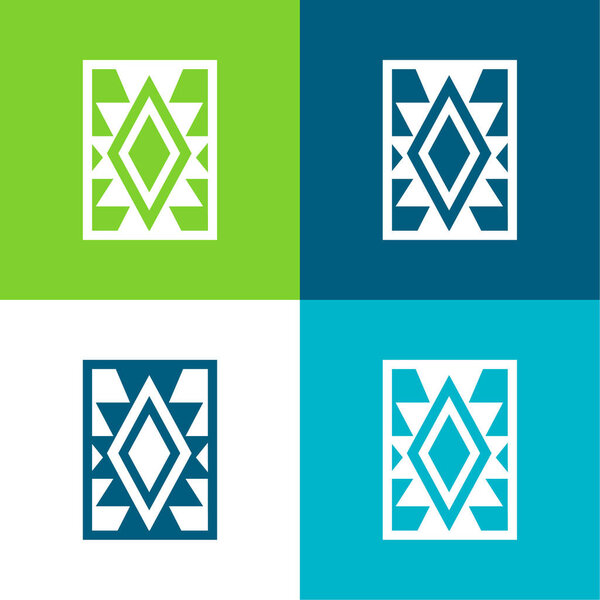 Artisanal Rug Of Mexico Flat four color minimal icon set