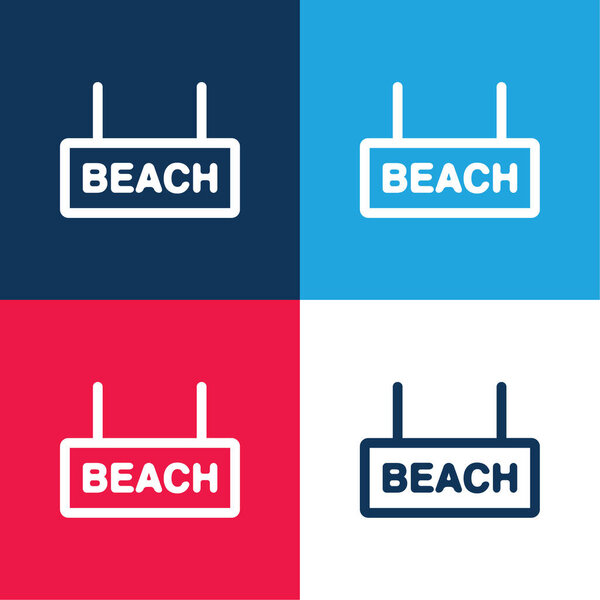 Beach Signal blue and red four color minimal icon set