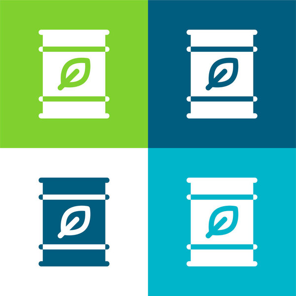 Биотопливо Плоский четырехцветный минимальный набор значков