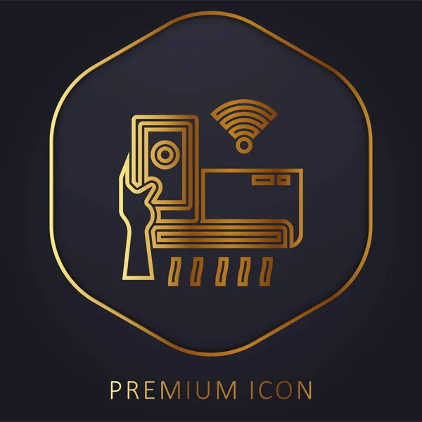 Aire Acondicionado Línea Dorada Logotipo Premium Icono — Vector de stock