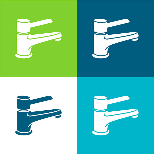 Bathroom Tap Tool To Control Water Supply Flat four color minimal icon set