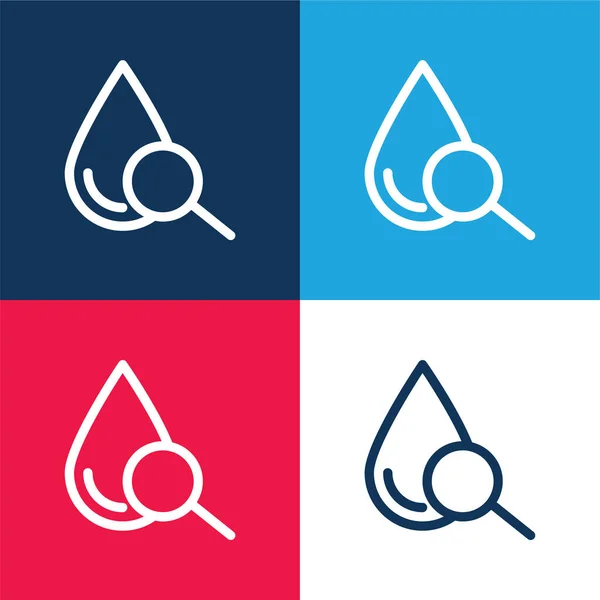 Blood Drop Blau Und Rot Vier Farben Minimalen Symbolsatz — Stockvektor