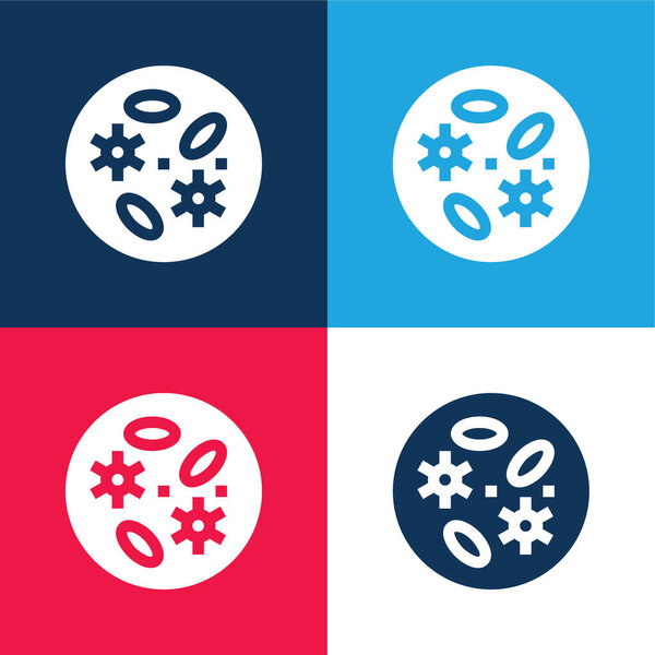 Bacteria blue and red four color minimal icon set