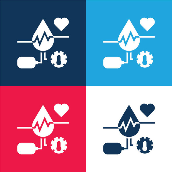 Blood blue and red four color minimal icon set