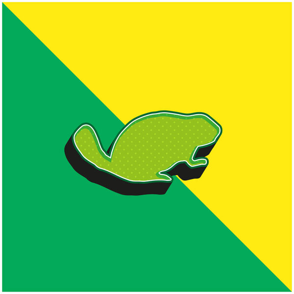 Бивер млекопитающее формы животных зеленый и желтый современный 3D логотип векторной иконки
