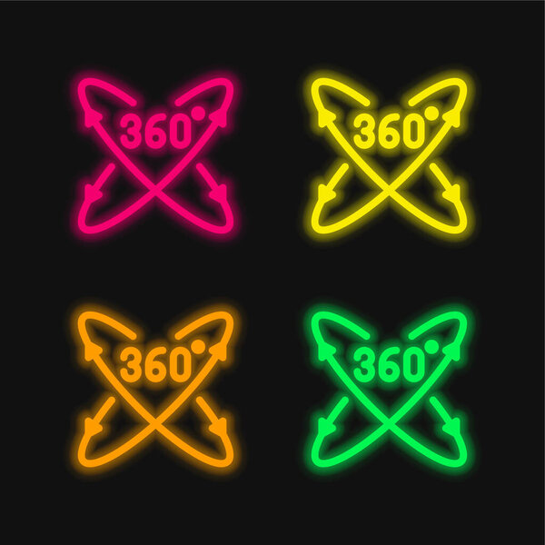 360 градусов четырехцветный светящийся неоновый вектор
