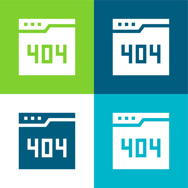 404 Ошибка Плоский четыре цвета минимальный набор значков