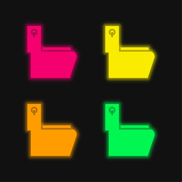 Bathroom four color glowing neon vector icon