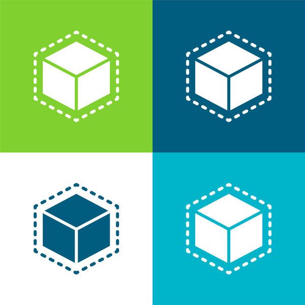 3d Печатный куб Плоский четырехцветный минимальный набор значков
