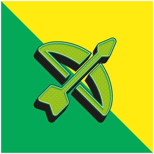 Bow Green and yellow modern 3d vector icon logo