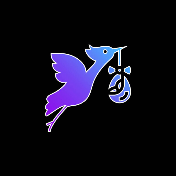 Bird Stork blue gradient vector icon