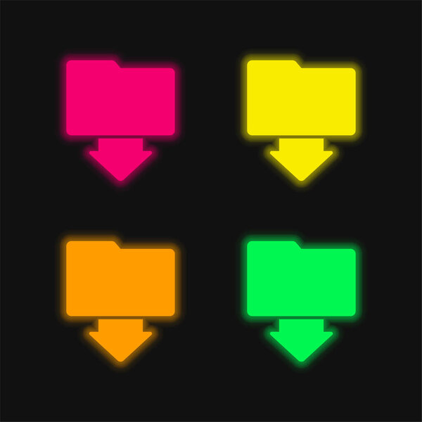 Arrow four color glowing neon vector icon