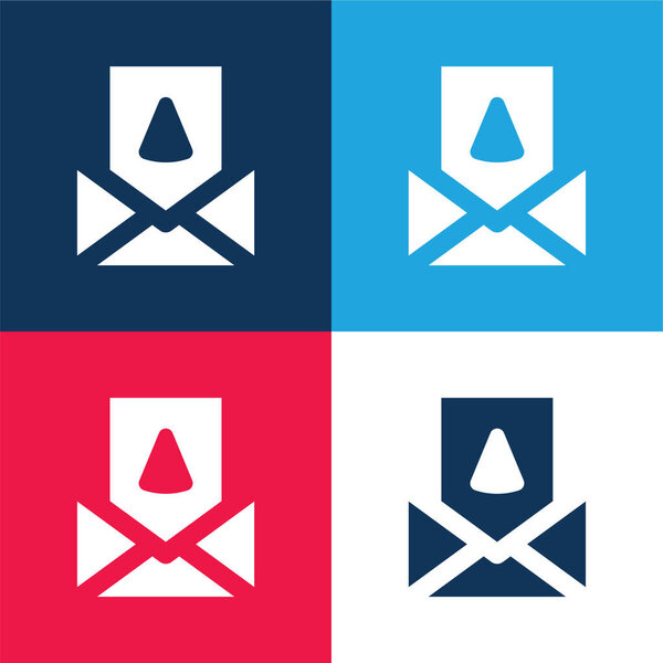 Карточка дня рождения синий и красный четыре цвета минимальный набор значков