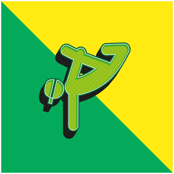 Breakdancing Dancer Green and yellow modern 3d vector icon logo