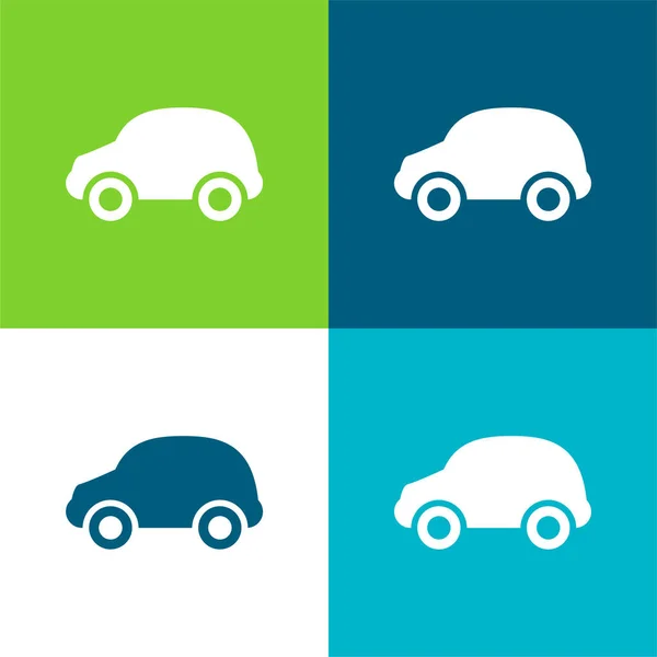 Black Car Flat Four Color Minimal Icon Set — Stock Vector