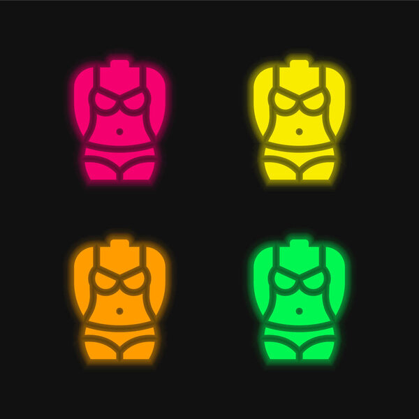 Body four color glowing neon vector icon