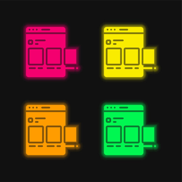 Объявления четырехцветный светящийся неоновый вектор значок