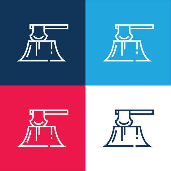 Топор синий и красный четыре цвета минимальный набор значков