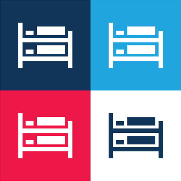 Berth Bed blue and red four color minimal icon set