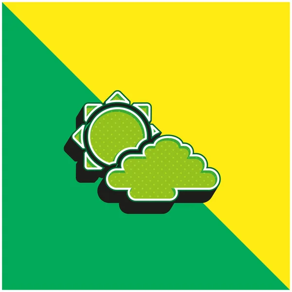 stock vector Big Sun And  Cloud Green and yellow modern 3d vector icon logo