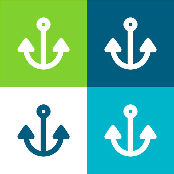 Anchor Flat four color minimal icon set