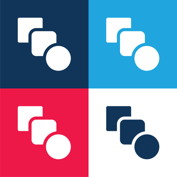 Сочетание синего и красного четырех цветов минимальный набор значков