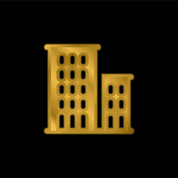 Apartments gold plated metalic icon or logo vector