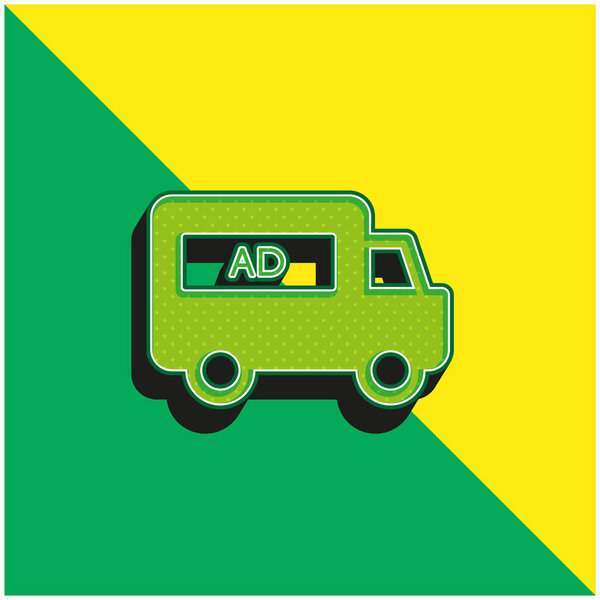 AD Van Green and yellow modern 3d vector icon logo