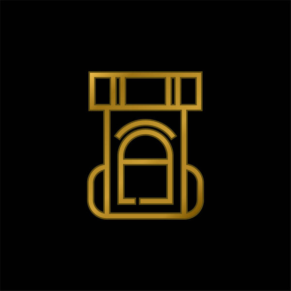 Backpack gold plated metalic icon or logo vector