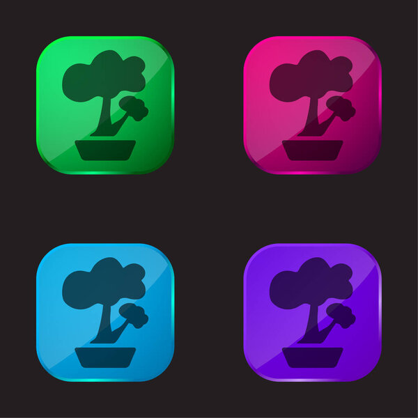 Bonsai four color glass button icon