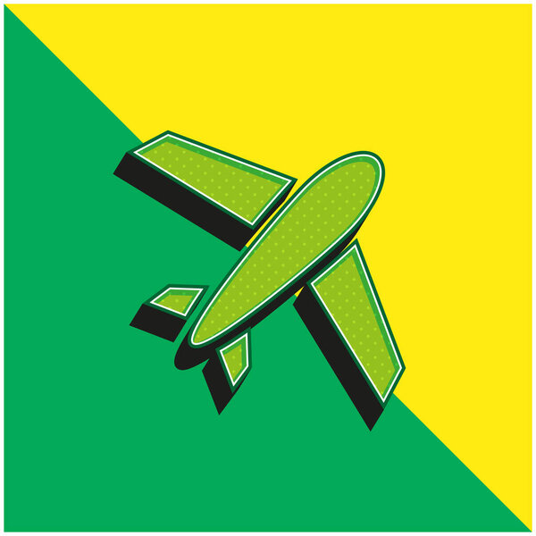 Самолет Зеленый и желтый современный трехмерный векторный логотип