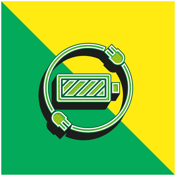 Battery Status Green and yellow modern 3d vector icon logo