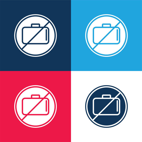 Baggage Ban Signal blue and red four color minimal icon set