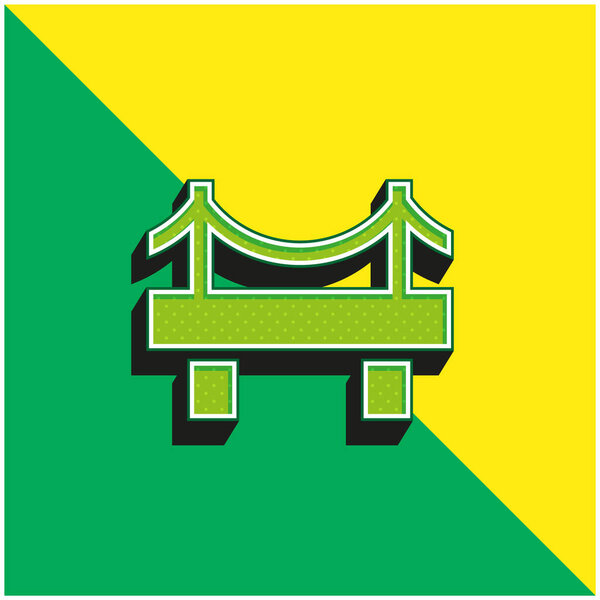 Bridge Green and yellow modern 3d vector icon logo