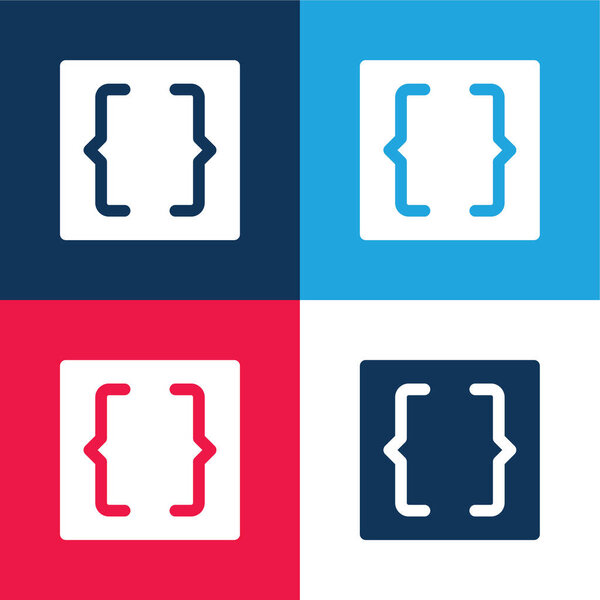 Brackets blue and red four color minimal icon set